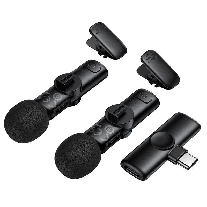Петличний бездротовий мікрофон Borofone BFK16A Winner dual-mic Type-C – Black. Фото 5 з 13