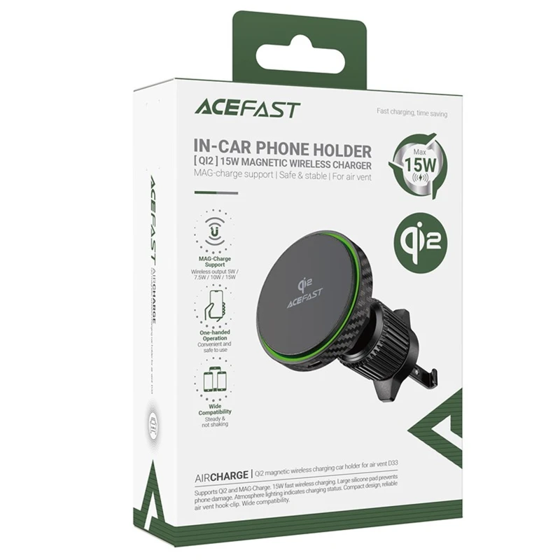 Автотримач з БЗП Acefast D33 Qi2 Magnetic Wireless Charging 15W – Black. Фото 2 з 5