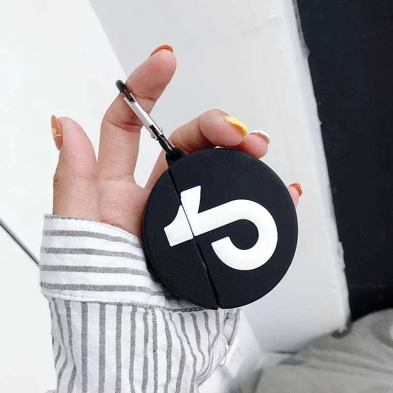 Силиконовый футляр Logo series для наушников AirPods 1/2 + карабин – TikTok. Фото 4 из 4