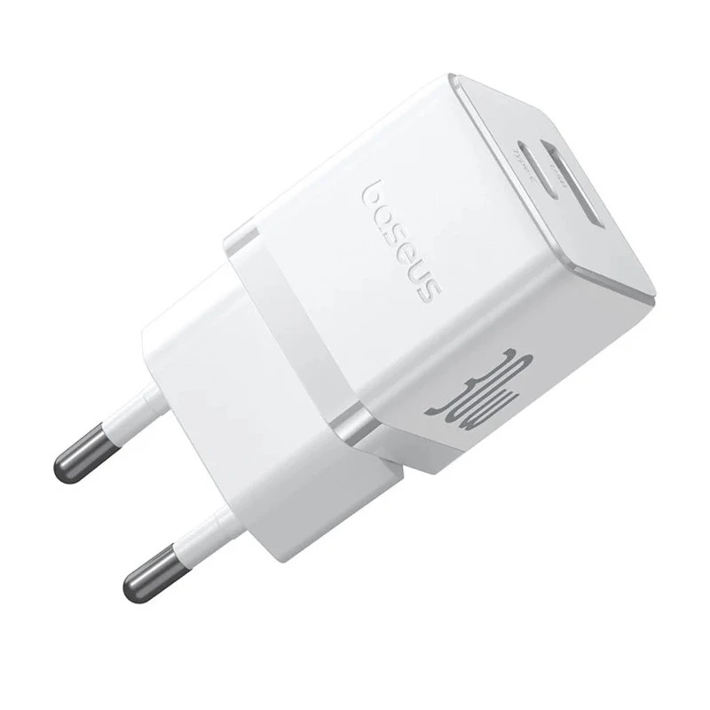 СЗУ Baseus Palm Fast Charger 30W (1USB-A/1C) + кабель Type-C to Type-C (P1011160A) – Moon White. Фото 4 из 6