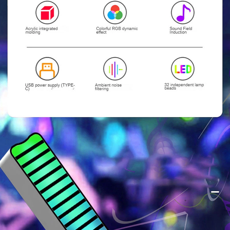 Настільна LED лампа RGB 5V Single Panel Bluetooth USB interface with app – Black. Фото 3 з 4