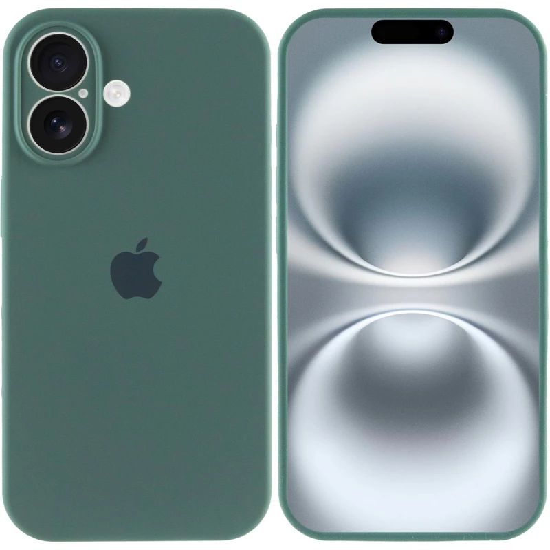 Чехол Silicone Case с защитой камеры для Apple iPhone 16 – Зеленый / Pine green. Фото 4 из 8