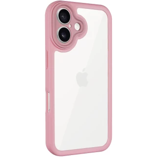 Прозорий силіконовий чохол з кольоровою на окантовкою на Apple iPhone 16 — Pink