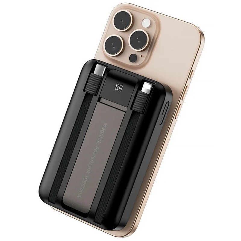 Портативний ЗП Power Bank WIWU Wi-P061 22.5W+PD20W з БЗП+iWatch with cable 10000 mAh – Black. Фото 1 з 5