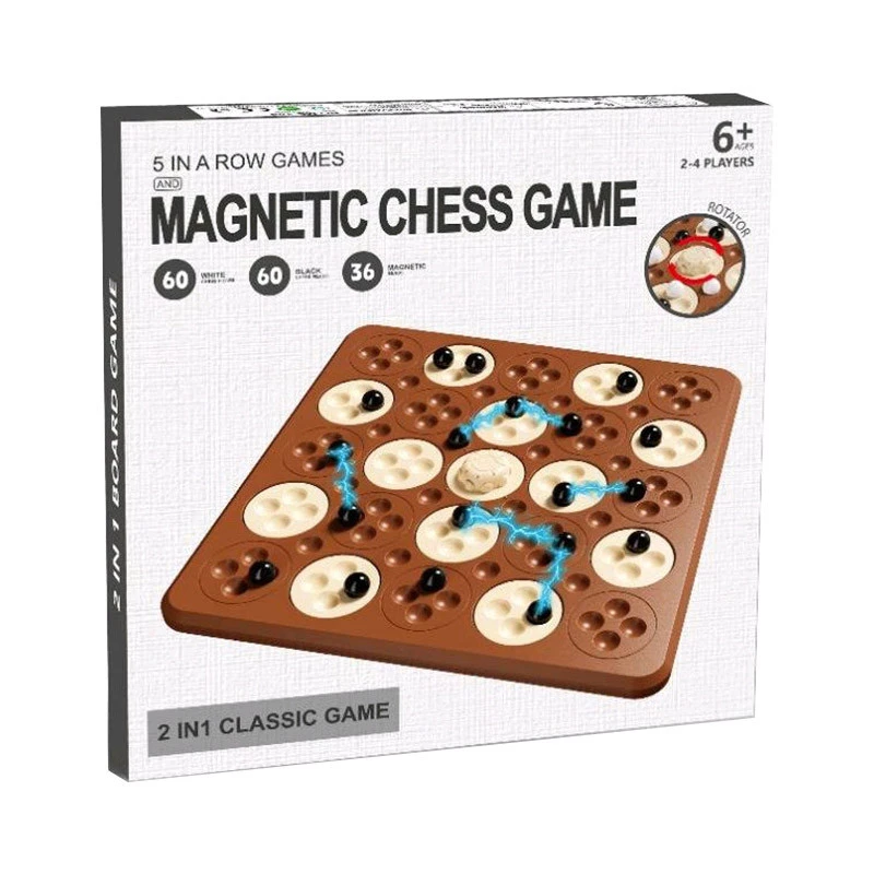 Настільна інтерактивна гра Ummi ME-194 Magnetic Chess Game 5 in a Row – Brown. Фото 2 з 3