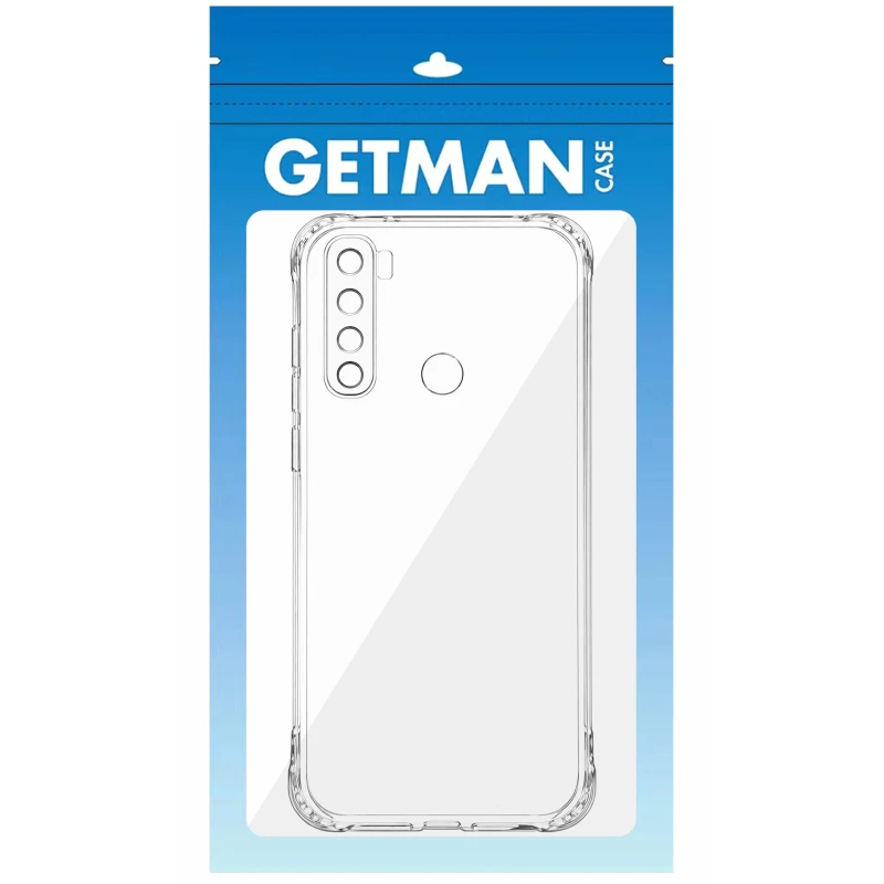 Ультратонкий силіконовий чохол GETMAN з критими бортами та камерою для Xiaomi Redmi Note 8 – Безбарвний (прозорий). Фото 3 з 3