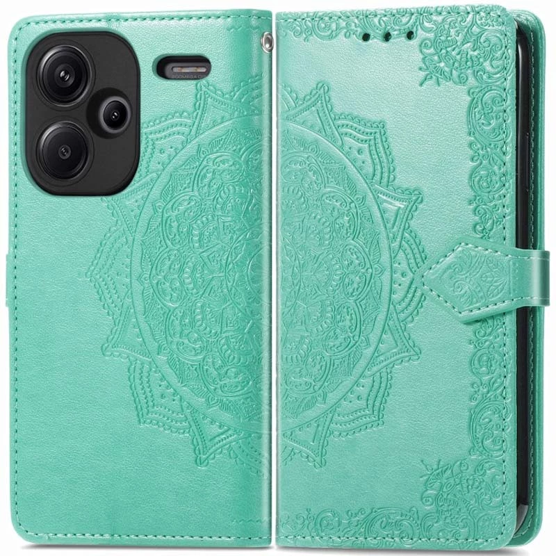 Шкіряний чохол-книжка Art Case з візитницею для Xiaomi Redmi Note 13 Pro+ – Бірюзовий. Фото 2 з 5