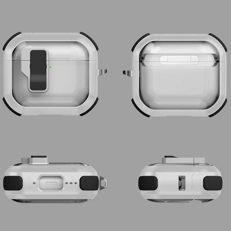 Футляр протиударний Locking Button для навушників Airpods 3 – White. Фото 3 з 6