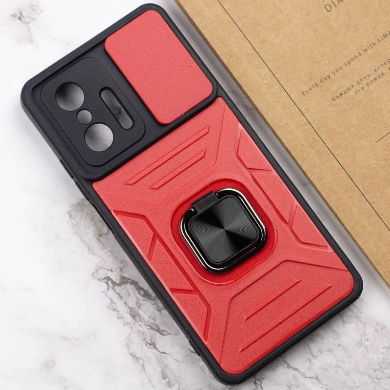 Протиударний чохол Flash зі шторкою для камери та кільцем на Xiaomi 11T / 11T Pro – Red. Фото 7 з 7