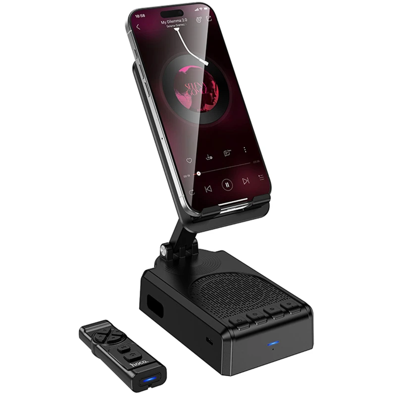 Bluetooth Колонка Hoco HC45 Wave з підставкою для телефону і пультом керування – Black. Фото 2 з 6