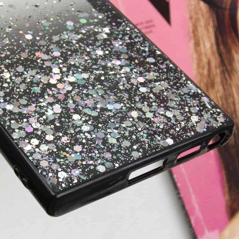 Чехол с блестками и защитой камеры для Samsung Galaxy S22 Ultra – Черный. Фото 10 из 10