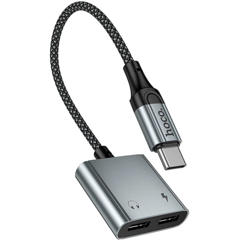Переходник Hoco UPA34A Type-C to Type-C*2 – Metal gray. Фото 5 из 5