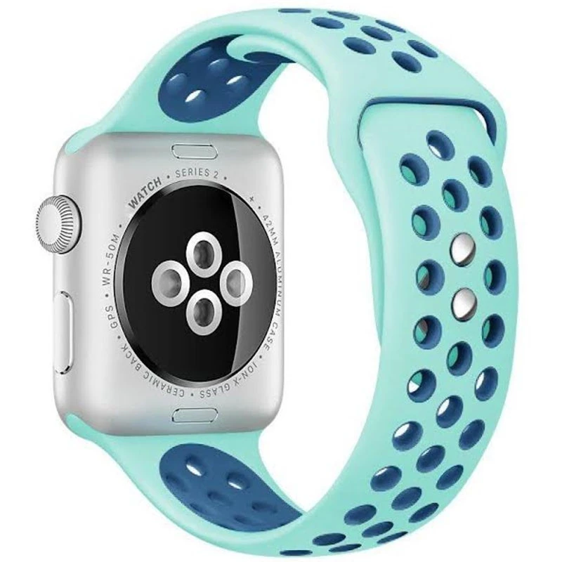 Силіконовий ремінець Sport+ для Apple watch 38mm / 40mm – Marine green / Blue. Фото 2 з 2