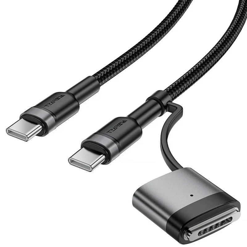 Дата кабель Acefast C22-05 2in1 Type-C to Type-C 240W/MAG3 140W (1.2m) – Black. Фото 1 з 4