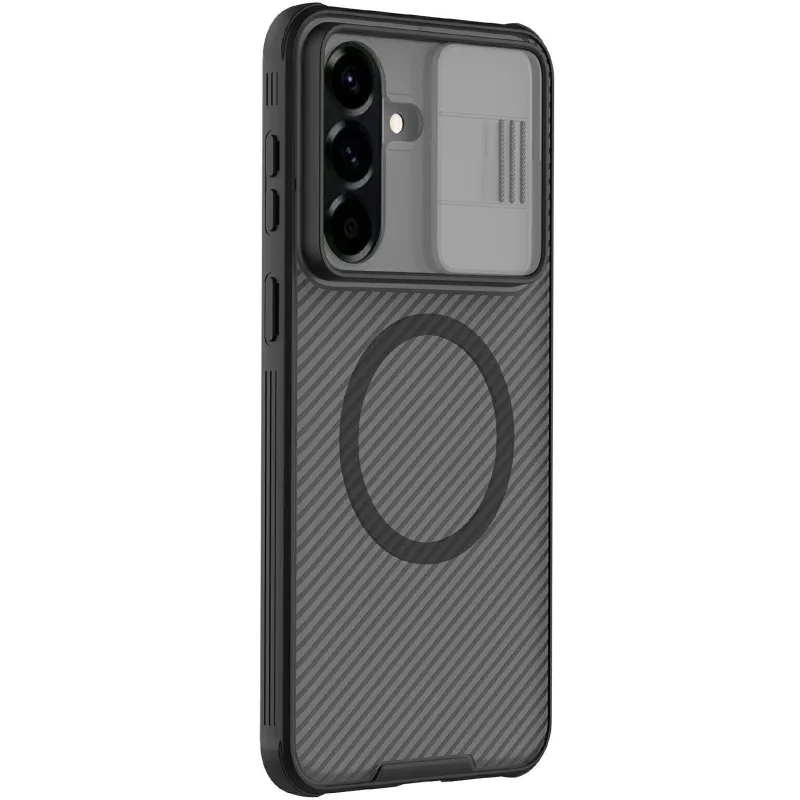 Пластикова накладка Nillkin Pro зі шторкою для камери та магнітом на Samsung Galaxy A57 5G – Transparent black. Фото 1 з 6