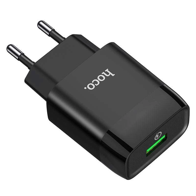 МЗП Hoco C72Q Glorious QC3.0 18W (1USB/3A) + MicroUSB – Чорний. Фото 4 з 6