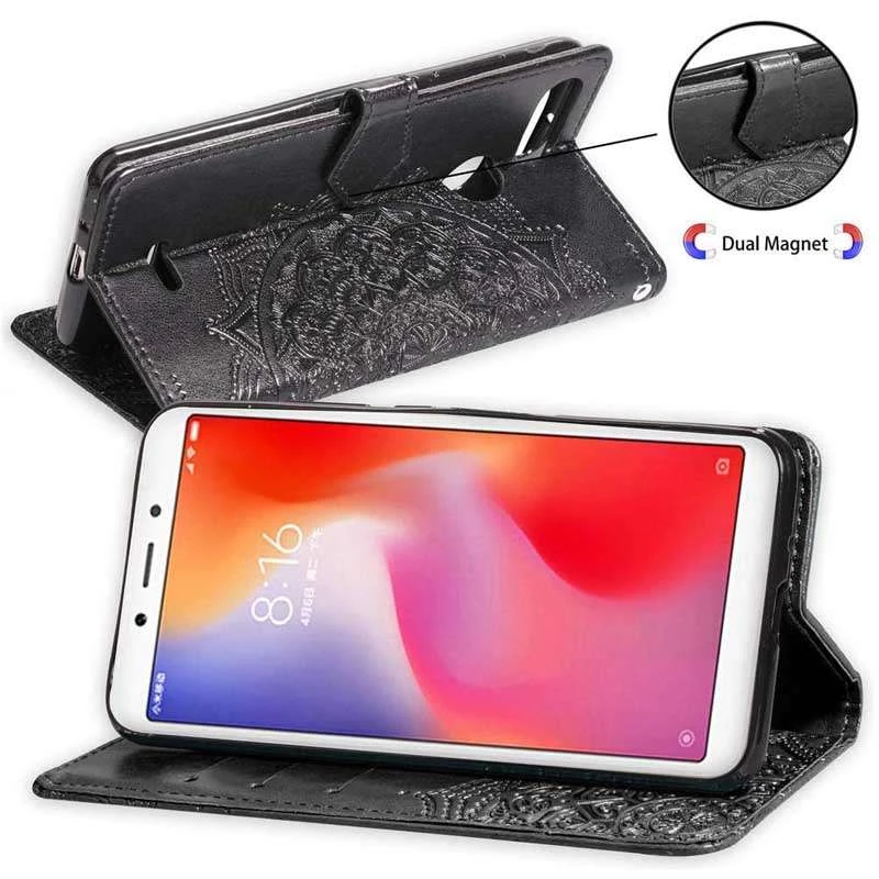 Шкіряний чохол-книжка Art Case з візитницею для Xiaomi Redmi 6 – Чорний. Фото 4 з 6