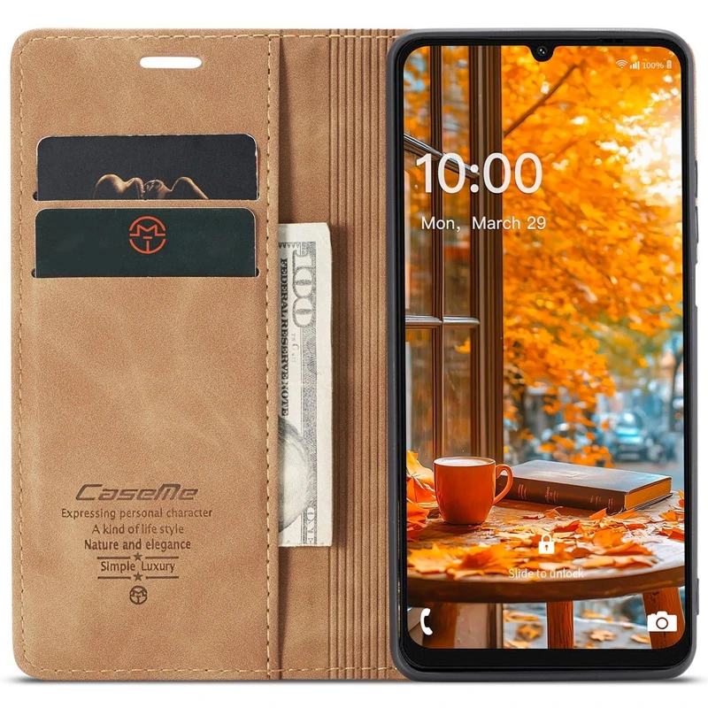 Кожаный чехол-книжка CaseMe Velvet Nubuck для Samsung Galaxy A16 4G/5G – Brown. Фото 3 из 4