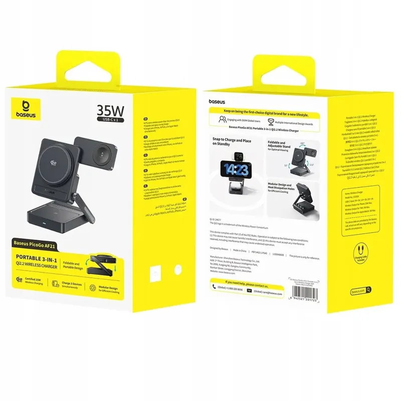 БЗП Baseus PicoGo AF21 Portable 3in1 35W Qi2.2 (E02054) – Cosmic Black. Фото 4 з 5