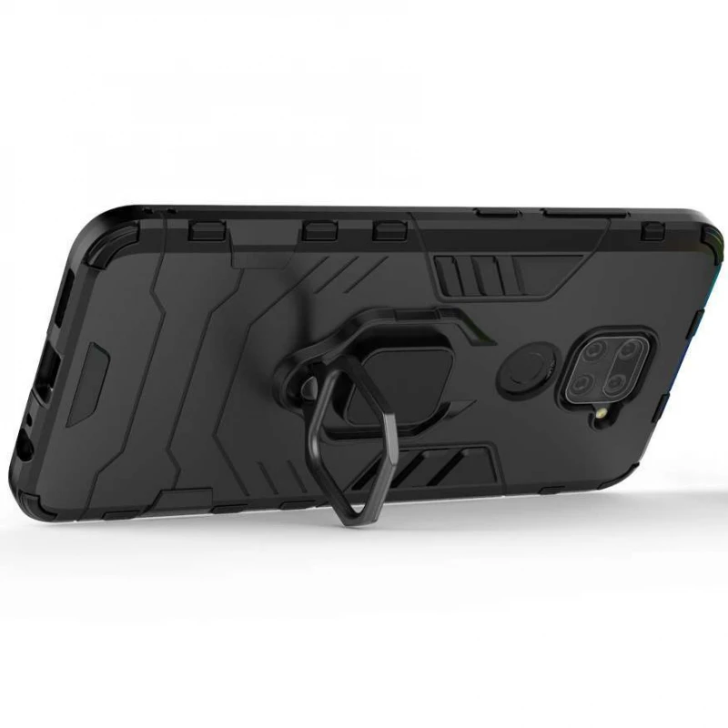 Протиударний чохол Transformer з кільцем на Xiaomi Redmi Note 9 / Redmi 10X – Чорний / Soul Black. Фото 6 з 7