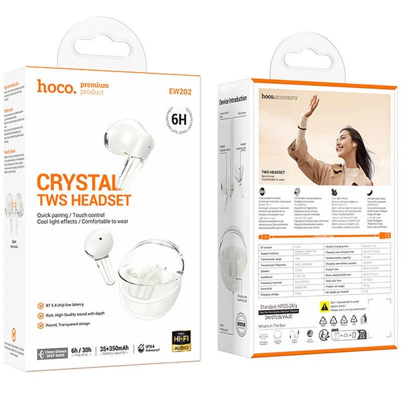 Бездротові TWS навушники Hoco EW202 Magic – Milky White. Фото 2 з 2