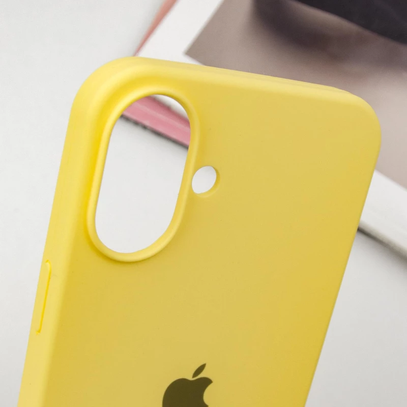 Чохол Silicone Case з закритим низом на Apple iPhone 16 Plus – Жовтий / Yellow. Фото 5 з 8
