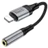 Аудіо кабель Aux Hoco LS36A Fresh 3.5mm to Lightning (0.12m) – Metal gray. Фото 3 з 5