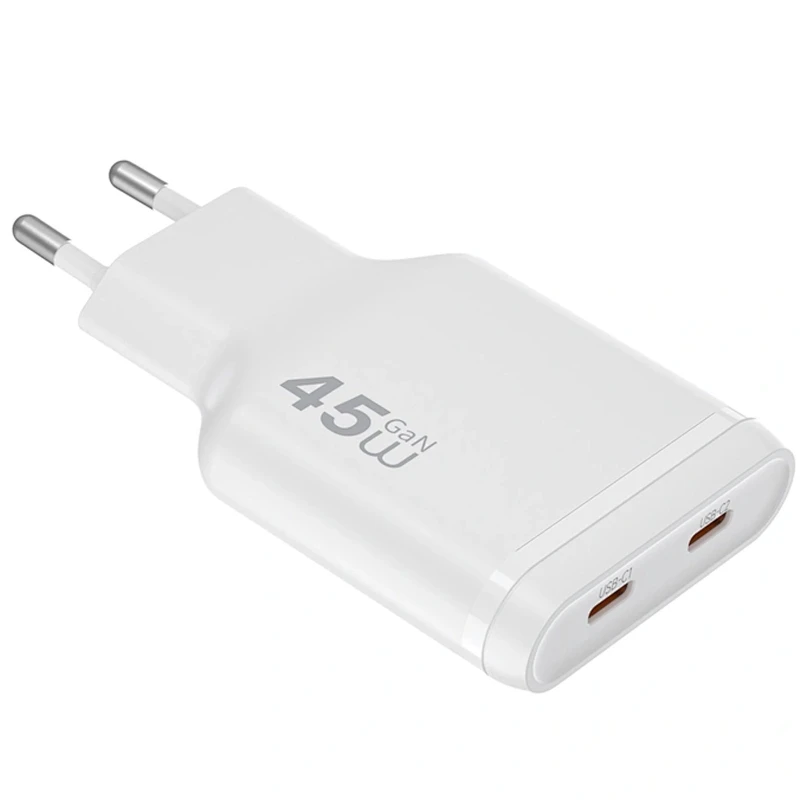 СЗУ WIWU G034 Essen PD45W GaN (2USB-C) – White. Фото 2 из 6