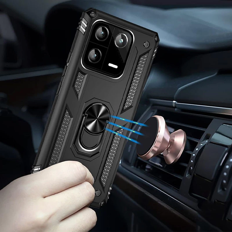 Противоударный чехол Serge Ring с кольцом для Xiaomi 13 Pro – Черный. Фото 2 из 6