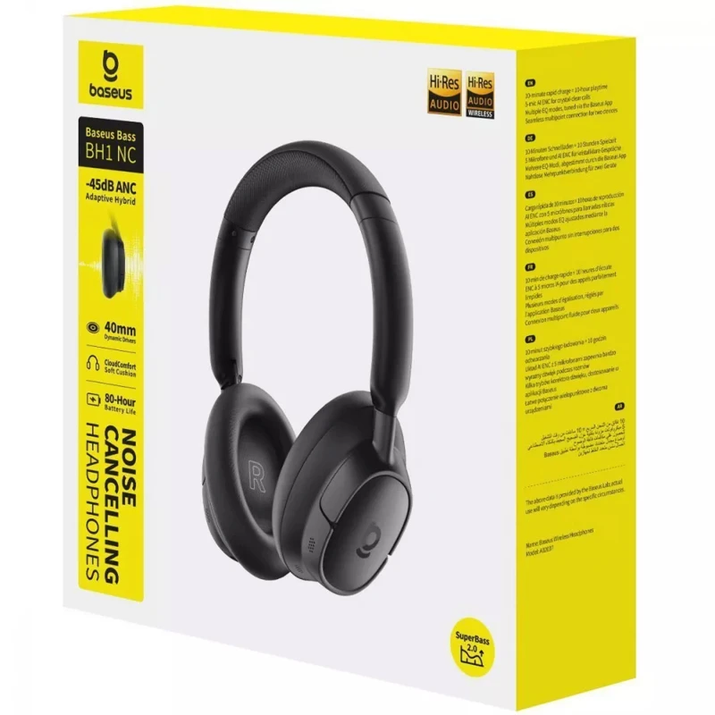 Накладні бездротові навушники Baseus Bass BH1 ANC (A02037) – Cosmic Black. Фото 3 з 3