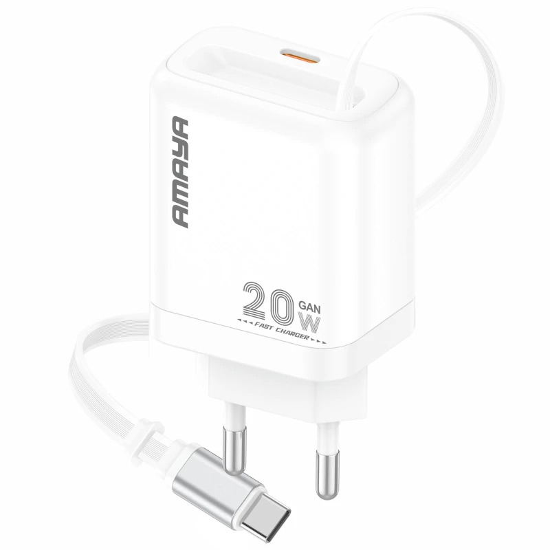 СЗУ Amaya E220S PD20W GaN (1USB-C) + Retractable Cable Type-C фото 1 из 1