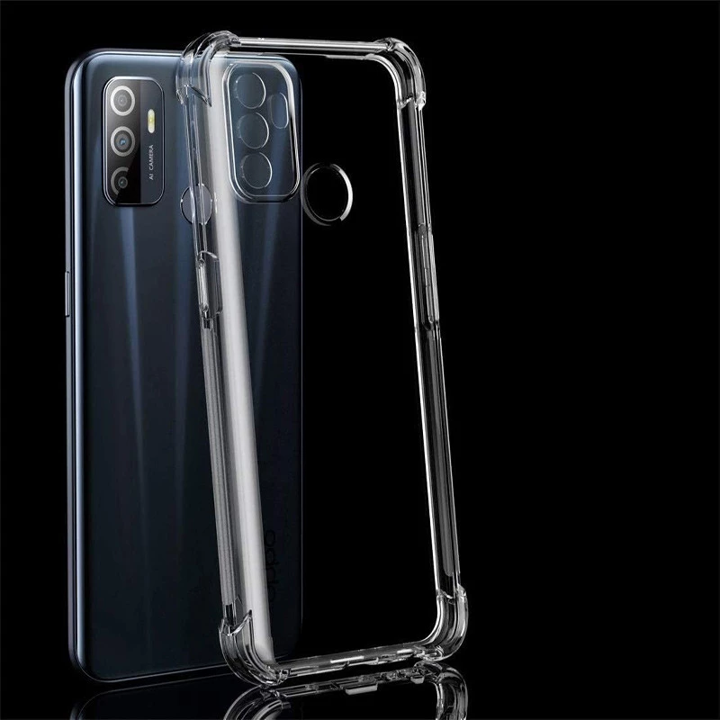 Ультратонкий силіконовий чохол GETMAN з критими бортами та камерою для Oppo A53 / A32 / A33 – Безбарвний (прозорий). Фото 4 з 7