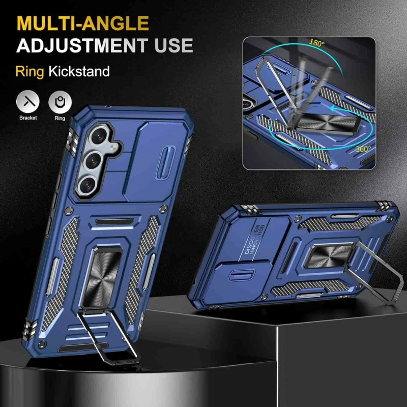 Ударопрочный чехол Square Ring c шторкой на камеру для Samsung Galaxy S25 FE – Синий / Navy. Фото 4 Ударопрочный чехол Square Ring c шторкой на камеру для Samsung Galaxy S25 FE – Синий / Navy. Фото 4 из 13