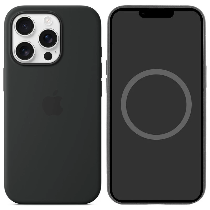Силиконовый чехол ААА with Magsafe connection для Apple iPhone 16 Pro – Black. Фото 1 из 10