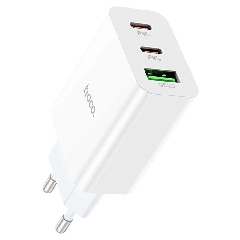 

СЗУ Hoco C99A dual port PD 20W+QC3.0 (Белый), Білий