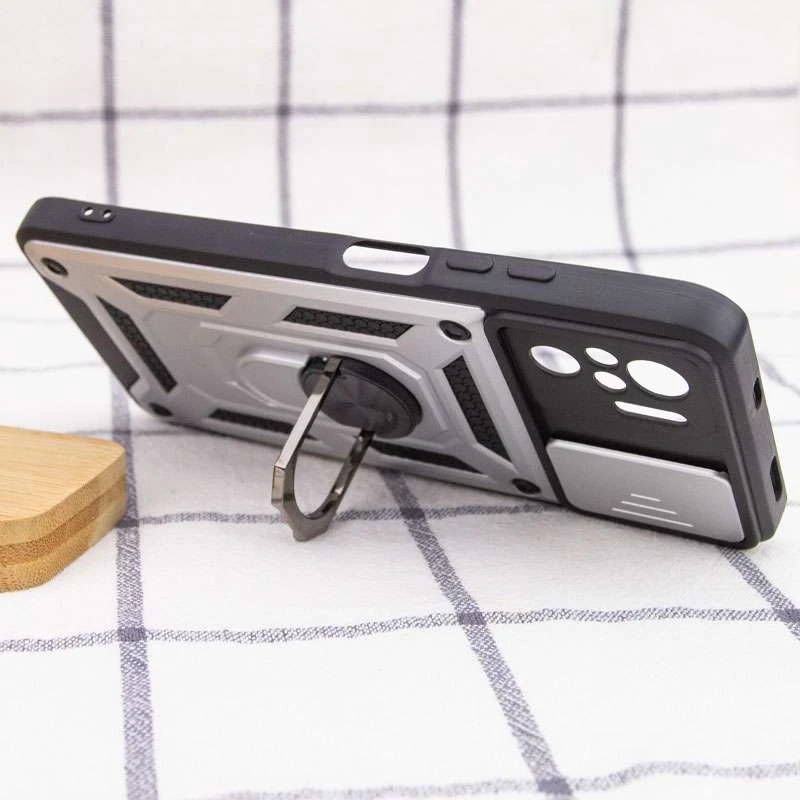 Ударопрочный чехол Serge Ring с защитой камеры для Xiaomi Poco M5s – Серебряный. Фото 5 из 5