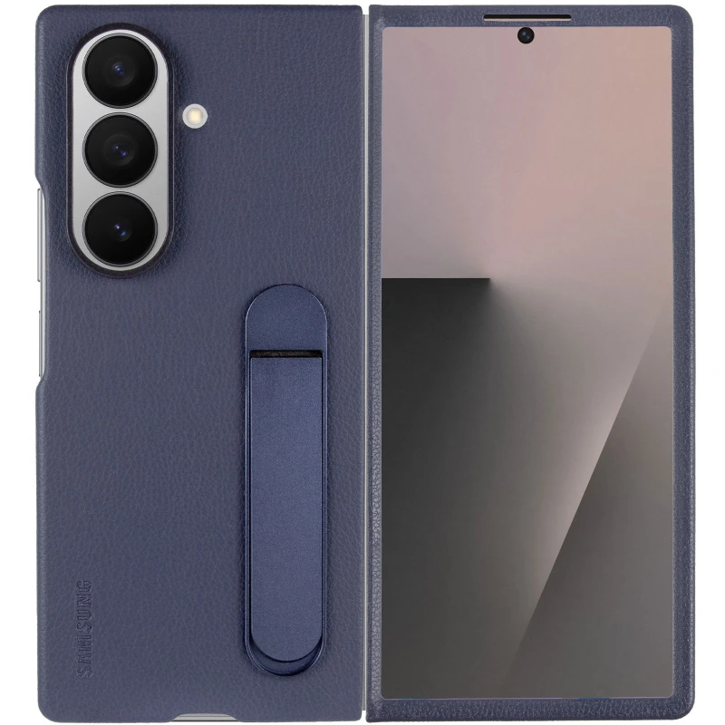 Шкіряний чохол Leather Case (AAA) with stand для Samsung Galaxy Z Fold7 – Navy. Фото 4 з 8