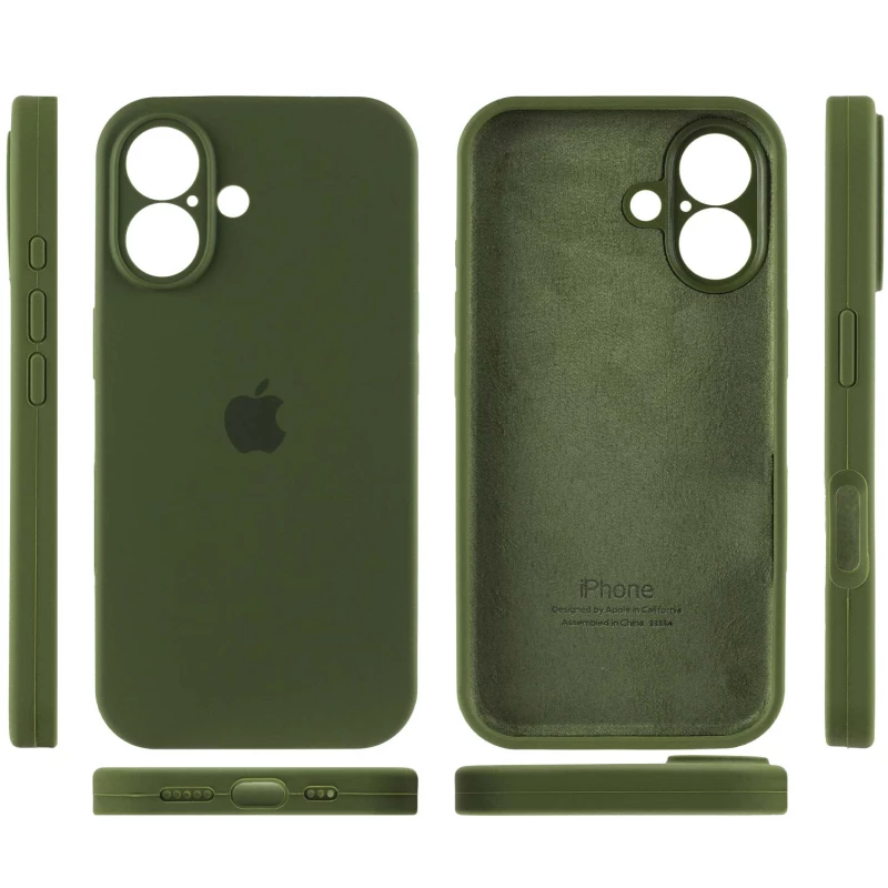 Чохол Silicone Case з захистом камери на Apple iPhone 16 Plus – Зелений / Dark Olive. Фото 5 з 8