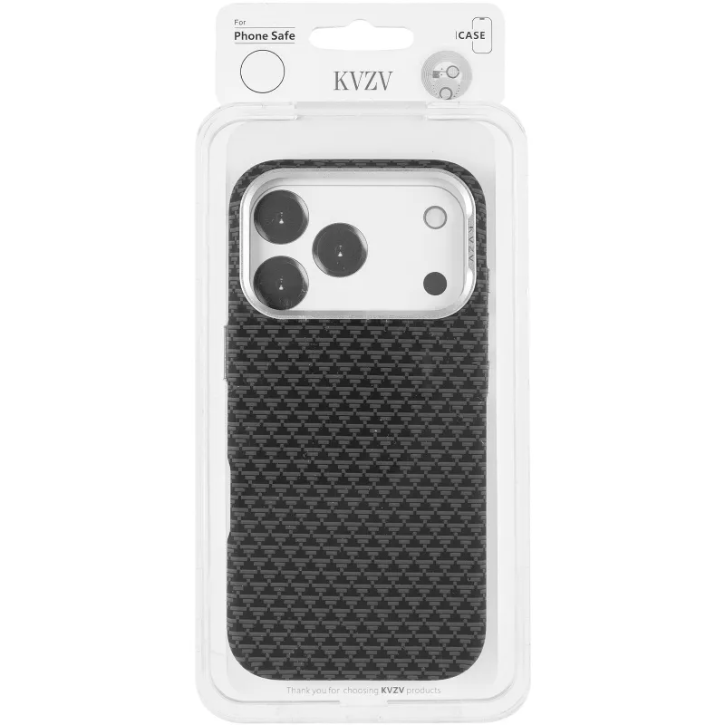 Чехол TPU+PC KVZV Triangular Pattern with Magnetic Fit для Apple iPhone 18 Pro – Black. Фото 3 из 7
