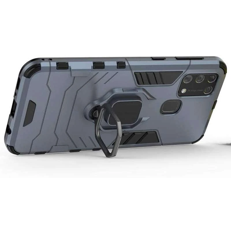 Противоударный чехол Transformer с кольцом для Samsung Galaxy M30s / M21 – Серый / Metal slate. Фото 4 из 6