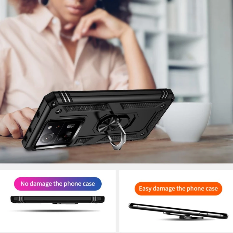 Противоударный чехол Serge Ring с кольцом для Xiaomi 13T – Черный. Фото 7 из 7