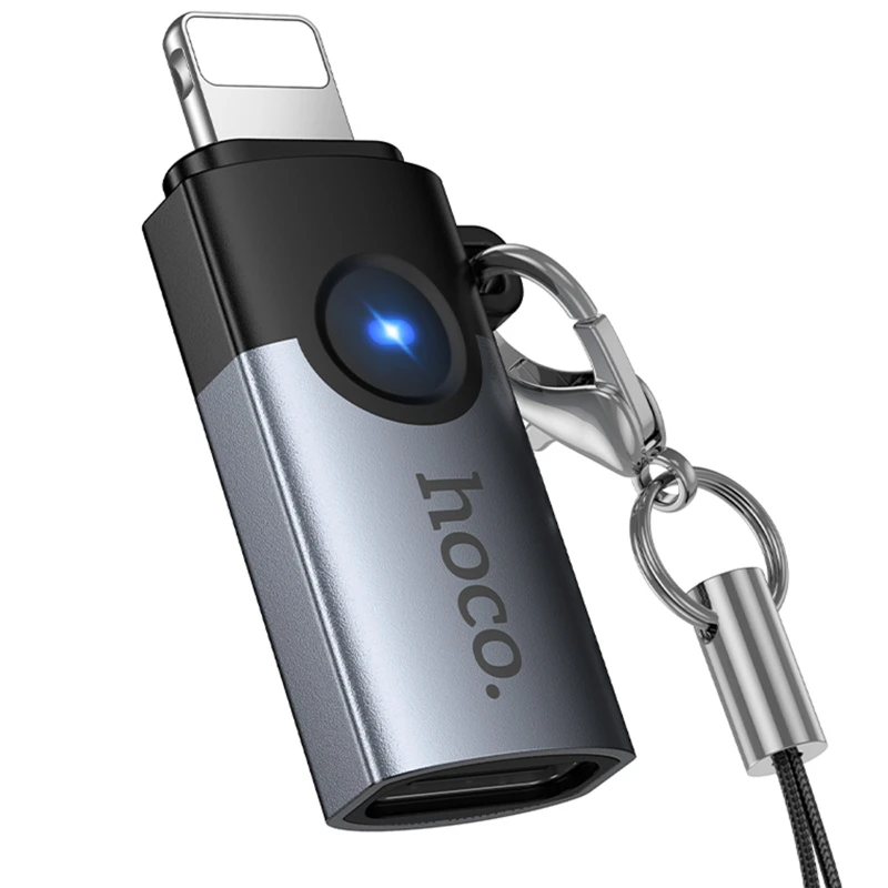 Перехідник Hoco UA46A Lightning Male to Type-C Female – Metal gray. Фото 6 з 6