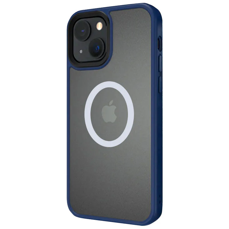 TPU+PC чехол Metal Buttons with Magnetic Fit для Apple iPhone 13 (6.1") – Синий / Navy Blue. Фото 2 из 4