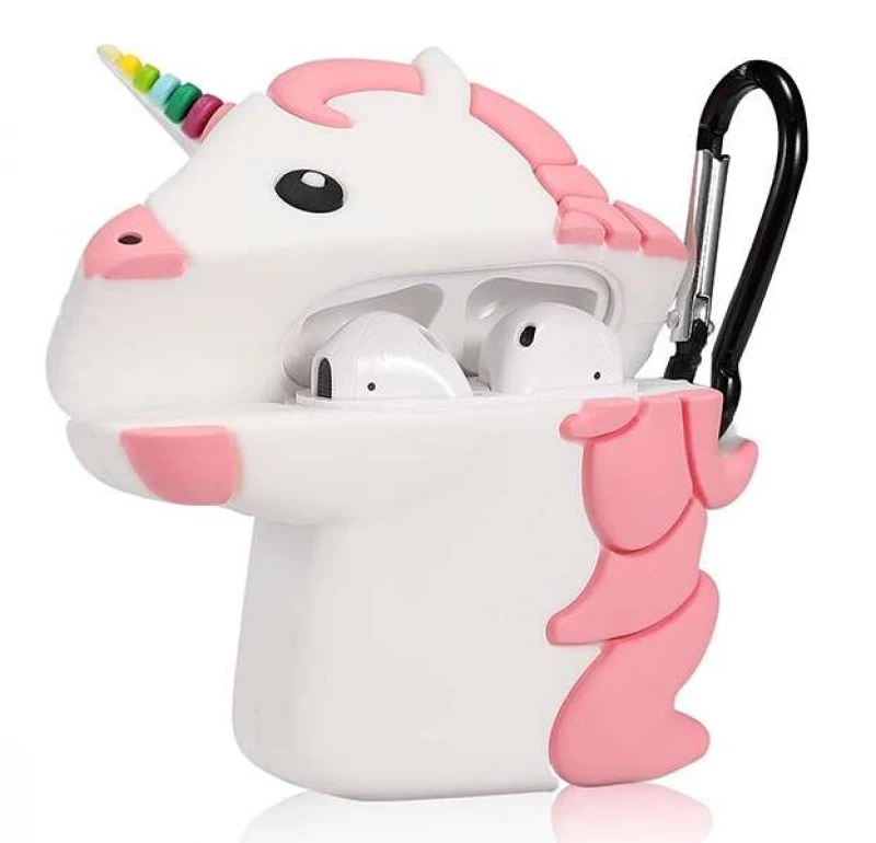 Силиконовый футляр Unicorn series для наушников AirPods 1/2 – Розовый. Фото 4 из 5