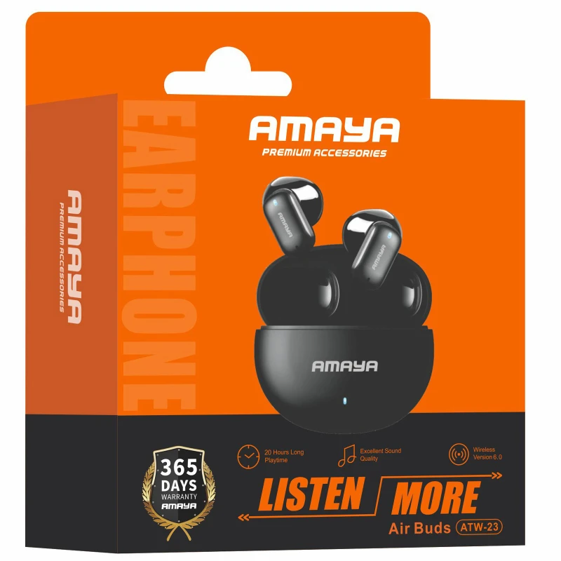 Бездротові TWS навушники Amaya ATW-23 – Black. Фото 2 з 2