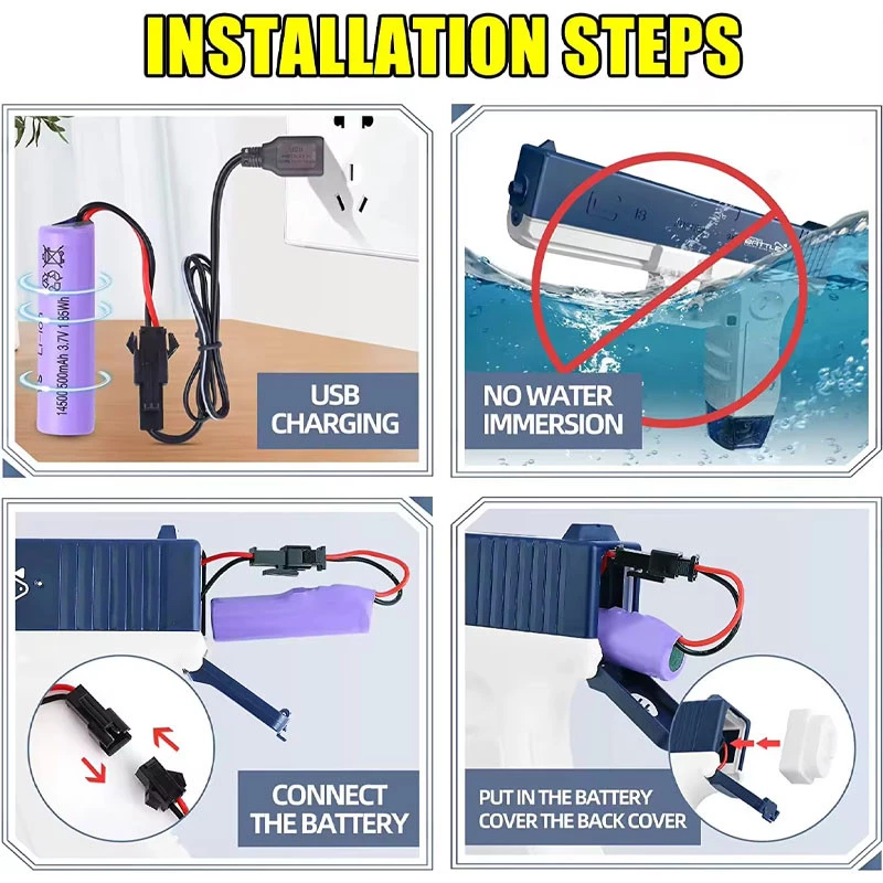 Водяний акумуляторний пістолет Glock Water Gun (250ml) with lithium battery – Pink. Фото 3 з 8