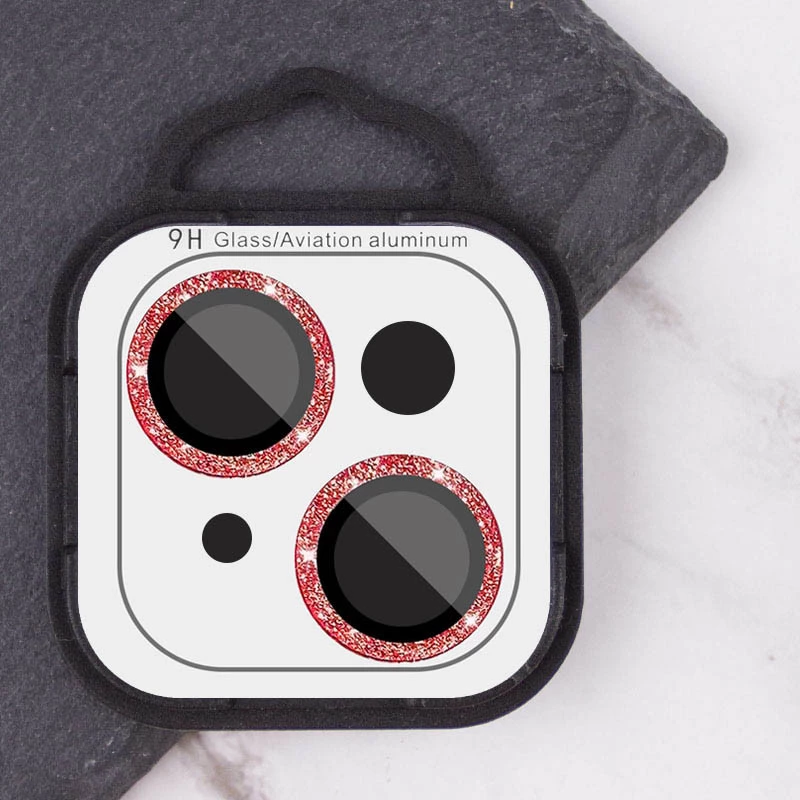 Захисне скло Metal Sparkles на камеру (в упак.) Apple iPhone 15 Plus – Червоний / Red. Фото 5 з 7