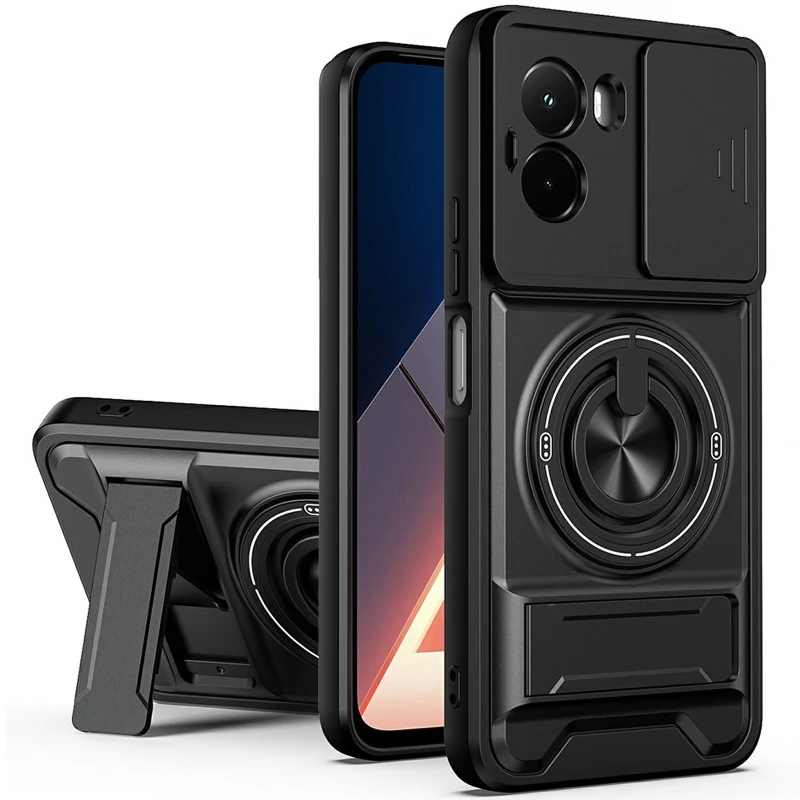 Ударостійкий чохол Camshield StandRing case для Xiaomi Poco X7 Pro – Black. Фото 1 з 1