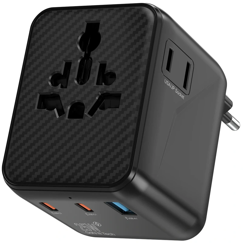 Мережевий універсальний перехідник WIWU UA011 Warrior GaN 25W + 1USB-A/2C – Black. Фото 1 з 4