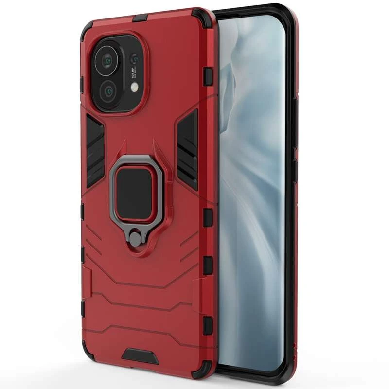 

Противоударный чехол Transformer с кольцом для Xiaomi Mi 11 (Красный / Dante Red), Червоний / dante red